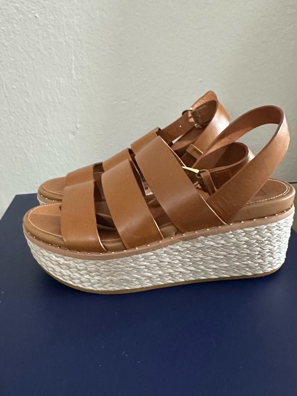 Fitflop Tan Leather Platform Espadrille Sandals